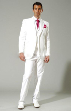 2019 White Mens Wedding Formal Suits Fahion Custom Made Male One Button Tuxedo Business 3 Piece Set Suits Set Jacket Vest Pants 2024 - buy cheap