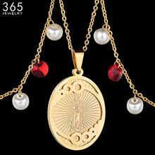 Hot Selling Gold Color Virgin Mary Pendant Necklace Stainless Steel Beads Chain Madonna Necklace For Women 2024 - buy cheap