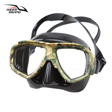 Профессиональная маска для подводного плавания с диоптрийными стеклами и камуфляжной раскраске 2024 - купить недорого