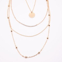 Женское многослойное ожерелье-чокер золотистого цвета, колье-чокер с круглой цепочкой, массивное ювелирное изделие, оптовая продажа 2024 - купить недорого