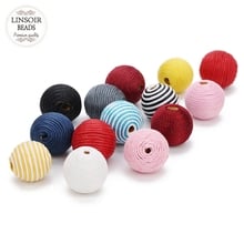 LINSOIR 10pcs/lot 17 20 22mm Natural Wood Beads Mixed Color Wax Rope Wooden Beads for Necklaces Bracelets Jewelry Makings 2024 - buy cheap