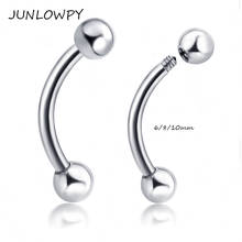 JUNLOWPY stainess steel Ball eyebrow body jewelrywholesale 100 pcs mix 6/8/10mm banana eyebrow ring NOSE Lip bar 2024 - buy cheap