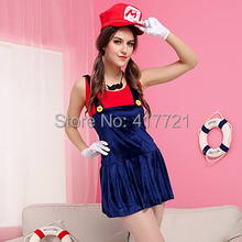 Halloween Costumes For Adult Free Shipping ML5423 Sexy Sleeveless Party Fancy Dress Cosplay Super Mario Costume 2024 - buy cheap
