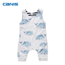 CANIS Cute Newborn Baby Boys Girls Cartoon Whale Sleeveless Romper Jumpsuit Clothes Outfits Set 0-3T 2024 - buy cheap