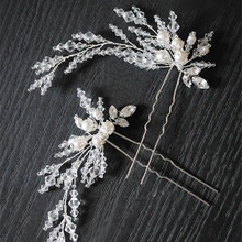 Silver color Beaded Pearls Bridal Hair Jewelry Pins Handmade Wedding Headpiece Accessories Women Tiara 2024 - buy cheap