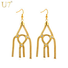 U7 Statement Stainless Steel Earrings For Women Party Gift New Gold/Silver Color Crystal Drop Earrings Hiphop Jewelry E748 2024 - buy cheap