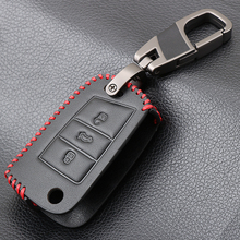 Genuine Leather Car Key Case For SEAT Leon Ibiza CUPTRA For Skoda Octavia A7 Key Cover Holder For VW Polo 2016 golf 7 MK7 2024 - buy cheap