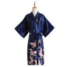 Venda quente azul marinho das mulheres chinesas seda rayon robe vestido de damas sexy casamento camisola quimono roupão plus size 2024 - compre barato