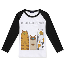 Детская одежда 2019, футболки с длинным рукавом реглан для девочек, футболки с забавным принтом кота для моей семьи, модная футболка для маленьких мальчиков, Детская футболка 2024 - купить недорого