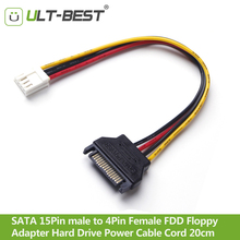 ULT-Best Cable SATA 15Pin male to 4Pin Female FDD Floppy  Adapter Hard Drive Power Cables Cord 20cm 2024 - buy cheap