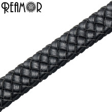 REAMOR 10*3mm Wide Genuine Braided Flat Leather Rope Black & Brown String Cord For Bracelet Jewelry Making Craft Accessories 2024 - buy cheap