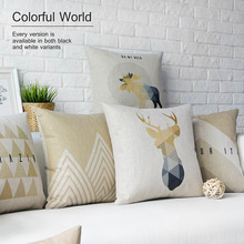 Nordic modern Simple deer Pillow geometric cushions thick linen pillowcase sofa cushion home decorative Pillows 2024 - buy cheap