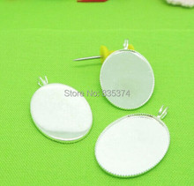 100piece  Silver Plated 18*25mm Teeth edged Oval Cameo Setting Cabochon Tray Pendants & Charms Blank Base for DIY Jewelry 2024 - buy cheap