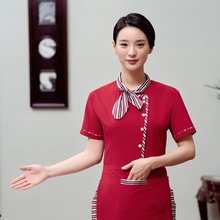 Waiter's Workwear Men Women's Chinese Restaurant Hotel Uniform Coat Fast Food Hot Pot Shop Plus Size Short Sleeve Overalls H2157 2024 - buy cheap
