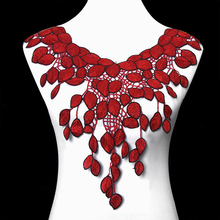 mylb 1pc Embroidery Red Leaves Collar Lace Polyester Fabric,DIY Handmade Collar Lace Fabrics For Sewing Collar Crafts 2024 - buy cheap