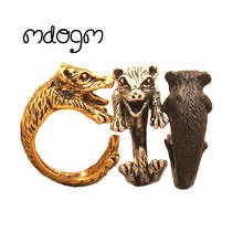 Регулируемое Открытое кольцо с животными Opossum, милое смешное украшение, антикварное золото в стиле ретро для женщин, мужчин, детей, женщин, панк, подарок на день рождения 2024 - купить недорого