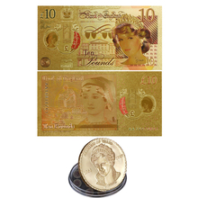 WR Набор монет и банкнот Diana принцесса позолоченная металлическая монета цветная Золотая банкнота 10 фунтов поддельные счета для коллекции 2024 - купить недорого