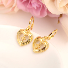 Gold dubai india heart crosDangle  Earrings Women Fashion Jewelry Gold Metal Drop Earrings For girls  kids Gifts wedding bridal 2024 - buy cheap