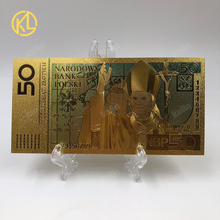Hot Sale 1pc Nice Quality Poland Banknotes Colorful 50 Bill PLN Gold Banknotes in 24k Gold Plated Money Replica For Collection 2024 - buy cheap