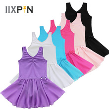 Iixpin vestido de bailarina para meninas, vestido de bailarina brilhante sem mangas para dançarinas, roupa de dança em palco, vestido de malha para meninas 2024 - compre barato