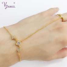 Kfvanfi pulseira feminina com corrente dourada de zircônia, design simples, bracelete com pulseira, joias para mulheres 2024 - compre barato