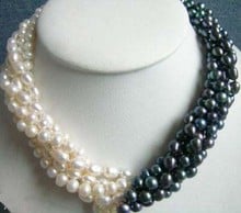 New Arrival 5rows 7-8mm White&black Pearl Necklace Chain 18inch Women Girl Fashion Jewelry Design Make Wholesale Price 2024 - buy cheap