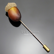 Gold Silver Plated 2 Colors Art Nouveau Natural Acorn Nut Oak Lapel Stick Pin Tie Hat Scarf Badge Brooch Men Gift insect brooch 2024 - buy cheap