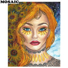 5D diy full round diamond painting cross stitch kits diamond embroidery mosaic pattern picture home decor gift sunflower woman 2024 - buy cheap