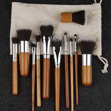 12 Pcs Bamboo Makeup Brush Set Professional Foundation Concealer Powder Brushes Lip Eye Face Cosmetics Brushes Kit With Bag 2024 - buy cheap