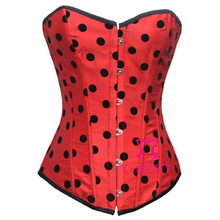 Corselet de modelador feminino, sexy, da moda, vermelho, cetim, preto, com bolinhas, espartilho, lingerie 2024 - compre barato