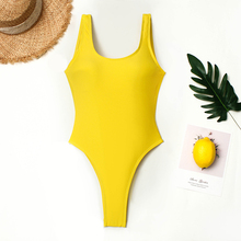 Женский винтажный купальник-монокини с вырезами на спине, Желтый купальный костюм, пляжная одежда, Maillot De Bain, 2019 2024 - купить недорого