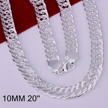 N039 colar de prata 925 com frete grátis, colar de corrente masculino com 10mm/19 polegadas e joias da moda 2024 - compre barato
