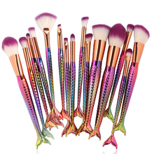 6/15pcs Mermaid Makeup Brushes Set Eyeshadow Eyeliner Blush Blending Contour Foundation Cosmetic Beauty Make Up Brush Tools Kit 2024 - buy cheap