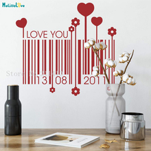 Custom  Date Wall Sticker Love Date Barcode Art Home Decoration Self-adhesive Vinyl Decals For Living Room Bedroom YT605 2024 - buy cheap