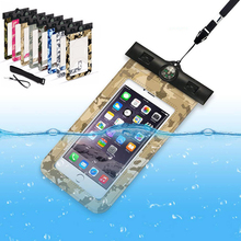 IPX8 водонепроницаемый чехол для телефона, чехол, сумка для плавания с компасом, повязкой на руку, для подводного дайвинга, телефона, сенсорная сухая Сумка, камуфляж 2024 - купить недорого