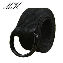 Maikun-Cinturón de lona con hebilla de doble anillo para hombre y mujer, cinturón informal Unisex de alta calidad, para Vaqueros 2024 - compra barato