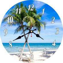 Reloj de pared de madera con diseño de árboles de coco y playa, accesorio de decoración para el hogar, escritorio y habitación de adolescentes 2024 - compra barato