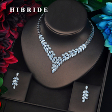 HIBRIDE Luxury Colorful AAA Cubic Zircon Plant Design Bridal Jewelry Set Fashion Pendant Earring Accessories Brincos N-680 2024 - buy cheap
