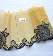 Medidor de 1 Gengibre Amarelo Embroid Lace Trims Vestido Guipure Tela Do Laço de Fita de Costura DIY Acessórios de Vestuário 19 cm 2024 - compre barato