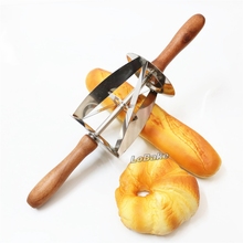 Máquina de Croissant Trigon de acero inoxidable, cortador de cuchillo para masa redondo con mango de madera para cocina, herramientas para hacer pan, novedad 2024 - compra barato