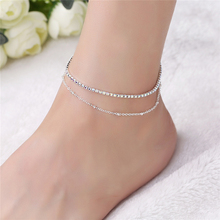 925 Sterling Silver CZ Crystal Chain Anklet For Women Girls Foot Jewelry Leg Bracelet Barefoot Tobillera Chaine De Chevil SB083 2024 - buy cheap