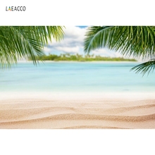 Laeacco Tropical Sea Beach Sand Palms Trees Holiday Scenic For Photo Studio Backgrounds Photography Backdrops Seaside Scenery 2024 - buy cheap