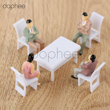 dophee 10 Sets 1:50 Square Dining Table + 10pcs 1:50 multicolor Model People model train set landscape 2024 - buy cheap