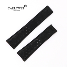 CARLYWET-Correa de repuesto para reloj de pulsera, accesorio de cuero Real de gamuza negra, 22mm, sin hebilla 2024 - compra barato