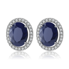 Gem's Ballet  4.04t Oval Natural Blue Sapphire Gemstone 925 Sterling Silver Stud Earrings With Jackets Fine Jewelry for Women 2024 - buy cheap