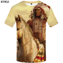 KYKU Horse T-shirt Men White Indians Tshirt 3d Animal Printed Tshirt Hip Hop Tee Funny Summer Anime Mens Clothing Streetwear Top 2024 - buy cheap