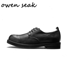 Owen Seak-zapatos de vestir para hombre, botas deportivas de lujo de cuero de vaca, con cremallera y cordones, planos de marca, color blanco y negro, otoño 2024 - compra barato