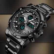 Skmei relógio digital masculino de aço inoxidável, relógio digital luxuoso de quartzo para homens com pulseira de aço inoxidável, relógio esportivo à prova d'água 2018 2024 - compre barato