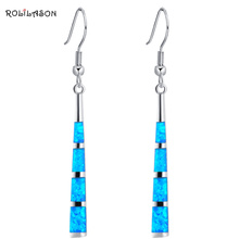 Hot selling Long earrings design Charming style Blue fire opal Silver Stamped Fashion Jewelry Dangle Earrings Fine jewelry OE477 2024 - buy cheap