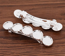 New Fashion 5pcs 12mm With 5 Cameos Bright Silver Plated Copper Material Hairpin Hair Clips Hairpin Base Setting Cabochon Cameos 2024 - buy cheap